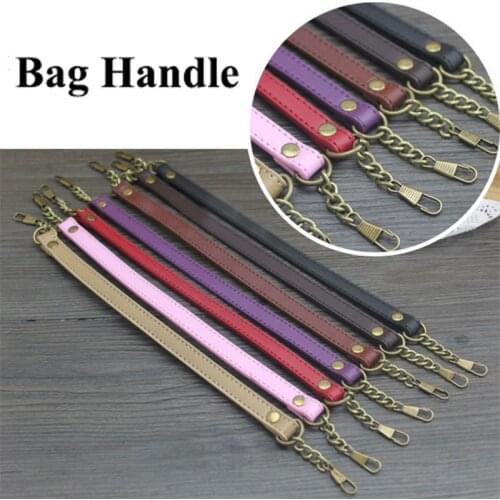 35cm Shoulder Bag Strap PU Leather Chain Bag Handle Solid Color Crossbody Handbag Belt DIY Replacement Buckles Bag Accessories
