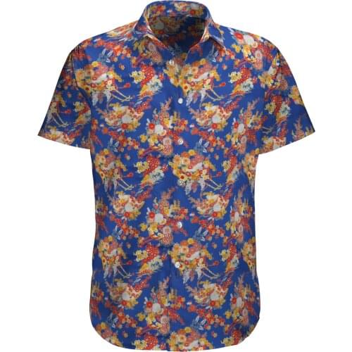Luxury Flower Print Short Sleeve Shirts For Men Loose Cardigan Button Shirts Plus Size Hawaiian Summer 2021 Ventilated Shirt