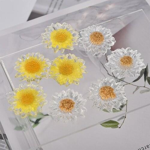 New arrived 20pcs/lot 35mm cartoon daisy shape resin flatback ransparent flowers diy jewelry earring/garment pendant accessory