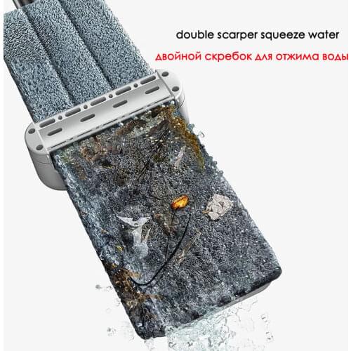 Cleaning Mop Magic Microfiber Mop Squeeze Flat Floor Mop Hand Free Washing For Home Kitchen House Wash With Wringing Mop Rag Pad
