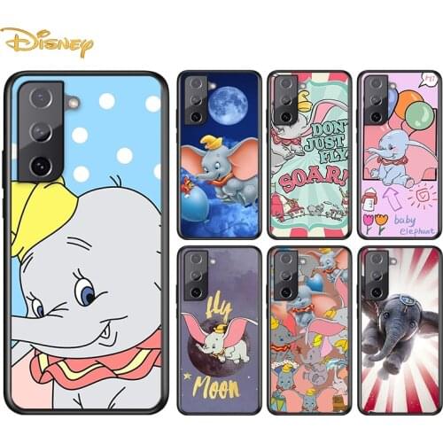 Cute Animation Dumbo For Samsung Galaxy S21 S20 S10e S9 S8 S7 S6 Plus Ultra Lite Edge 5G Silicone Black Soft Phone Case
