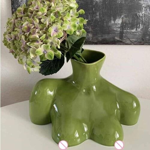 Mordern Body Shape Creative White Flower Vase Simple Dry Flower Insert Artist Residence Decorative Ornaments Modern Home Decor