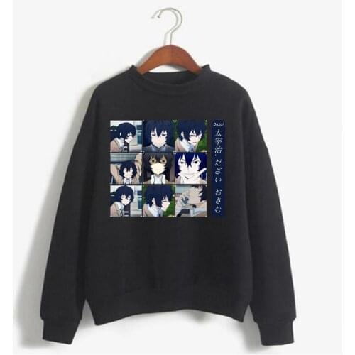 Hot Anime Bungo Stray Dogs Print Sweatshirt Harajuku Funly Dazai Casual Sweatshirt Loog Sleeve Streetwear Men Women Tops