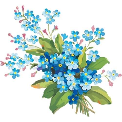 Three Ratels QC105 flowers wall sticker blue bouquet wall stickers for bathroom livingroom decoration
