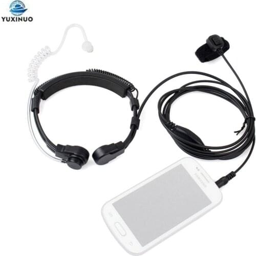 Extendable Throat Vibration PTT Mic Microphone Air Tube Earpiece 3.5mm Headset For iPhone XiaoMi Huawei Smart Mobile Cell Phone