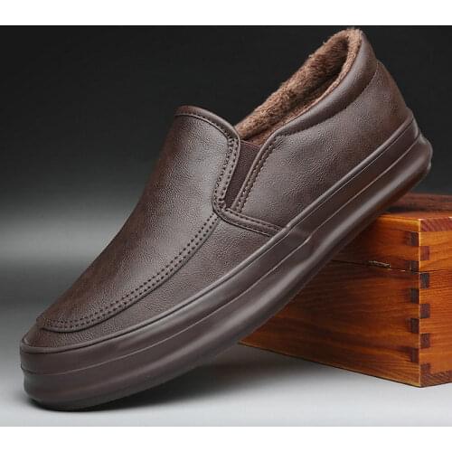 High Quality Fashion Mens Casual Shoes Black loafers Driving Sneakers For Man Flat Outdoor Winter warm fur LAZY Shoes A31-39