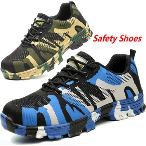 Safety Shoes Steel Toe Work Shoes Men Women Breathable Indestructible Anti-Smashing Work Safety Boot Men Plug Size 48