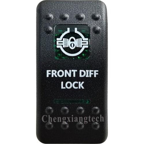 Green Printed Switch Cap -FRONT DIFF LOCK- for 12V 20A 5Pin On Off SPST Led Light Bar Car Boat Rocker Switch, COVER Only