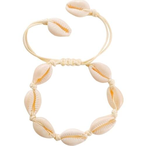 New Handmade Colorful Rope Chain Natural Seashell Hand Knit Bracelet Shells Bracelets Women Accessories Beaded Strand Bracelet