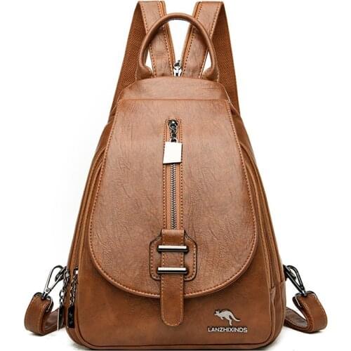 2021 Female Backpack Designer High Quality Leather Women Bag Fashion School Bags Girl Red Tassel Multifunction Bag Waterproof