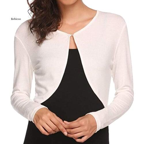 Women Long Sleeve Shrug Knit Sweater Cropped Knitwear Cardigan Fashion Casual Home Slim Fit Sweater