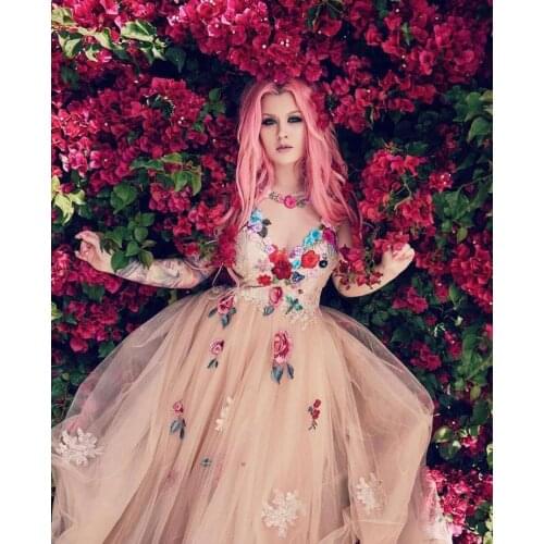 Pretty Princess Prom Dress 2021 Long Flowers Appliques A-Line Sweetheart Backless Women Formal Evening Homecoming Elegant Gowns