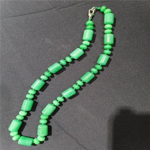 1 Strand 13x10mm Wholesale Green Malay Jade Cylindrical Pendant Necklace Jewelry Ornaments 16.5inch S333