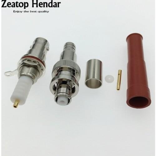 1Pcs Brass RP-BNC Female Plug Bulkhead Nut SHV 5000V / RPBNC Male Jack Crimp RG5 RG6 High Voltage RF Coaxial Speaker Connector