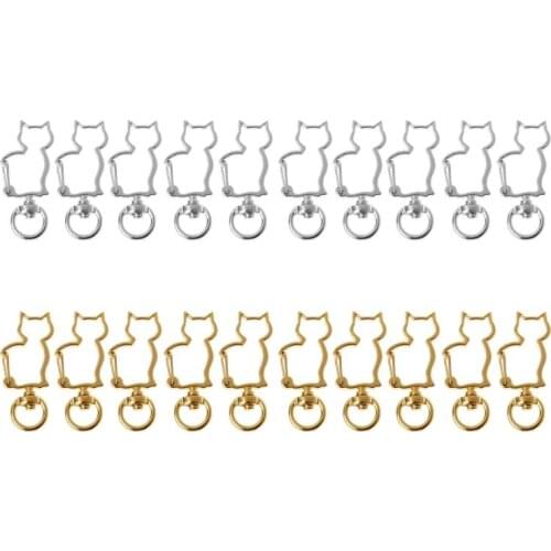 10Pcs Cat Metal Swivel Clasps Lobster Snap Clasp Hook Keychain Jewelry Making