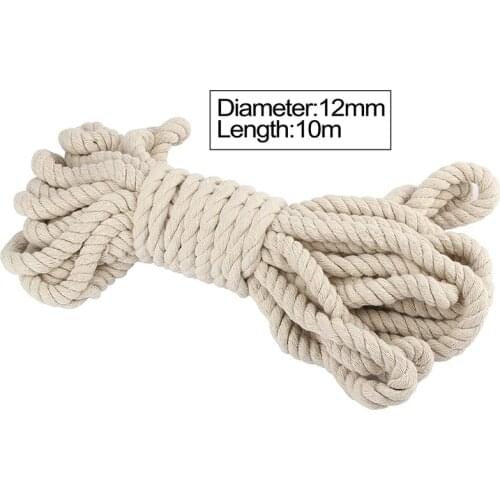 12mm Natural Braided Cotton Rope with Core DIY Handwork Cotton Cords All-Purpose Free Shipping