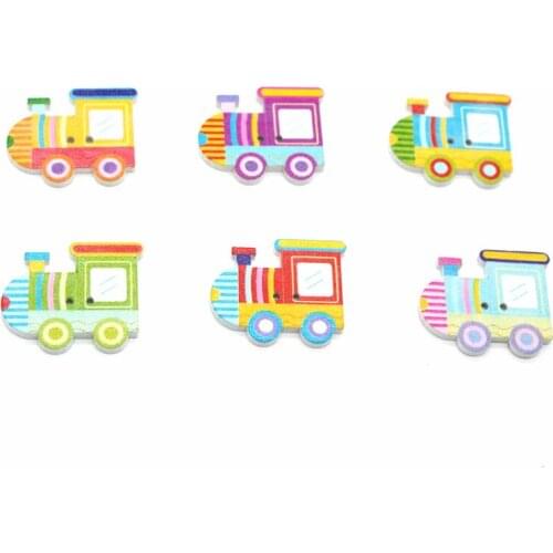 12PCs Wood Sewing Buttons Scrapbooking Lockmotive Colorful Mixed Two Holes Costura Botones Decorate bottoni botoes 31x27mm W2018