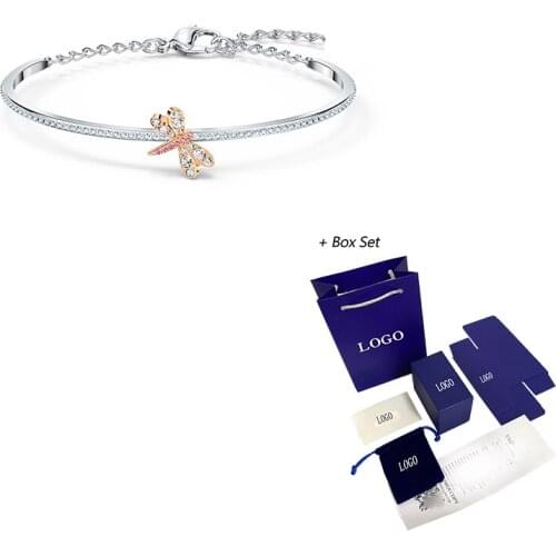 2021 Fashion SWA ETERNAL FLOWER New Bracelet Dragonfly Shape Dragonfly Zircon White Gold Bracelet WomenS Jewelry Gift