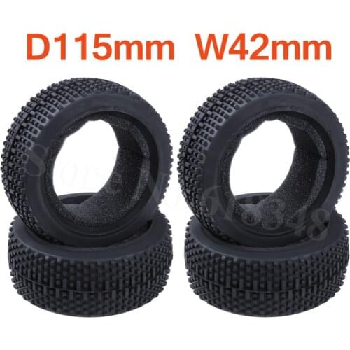 4 Pieces Rubber 3.2" Tire 17mm Hub Diameter 115 Width: 42mm For RC 1/8 Off Road Buggy HSP HPI Losi Ofna Kyosho