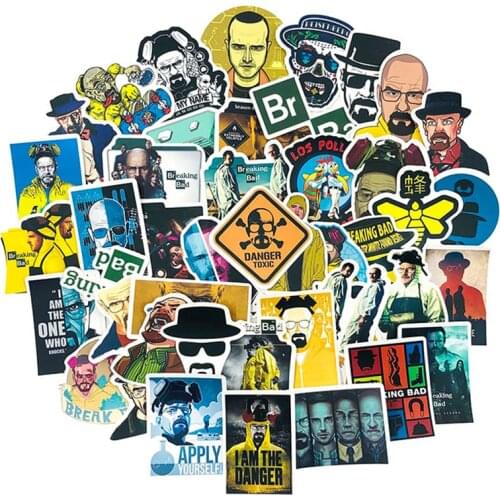 50Pcs US TV Series Breaking Bad Stickers For Notebook Computer Diary Suitcase Suitcase Waterproof PVC Children Toys Stickers