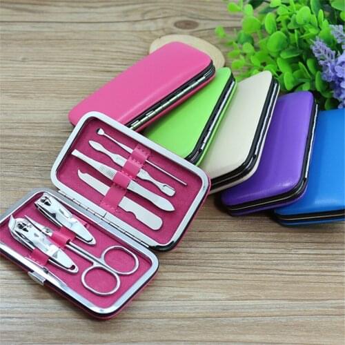 7 Pcs/Set Professional Nail Cuticle Clippers Pedicure Manicure Cleaner Nail Cutter Kit Ear Pick Case Tool Home Essential