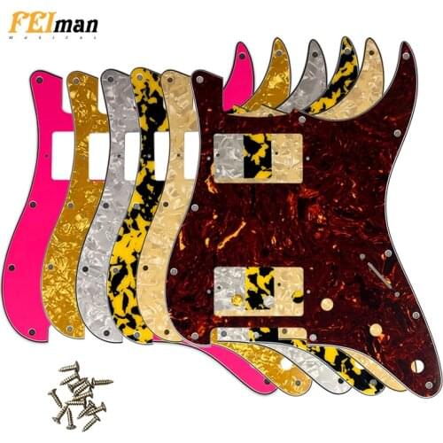 Pleroo Guitar accessories pickguards with 11 Screws for fender Standard ST HH Stratocaster Guitar with PAF Humbucker Multicolor