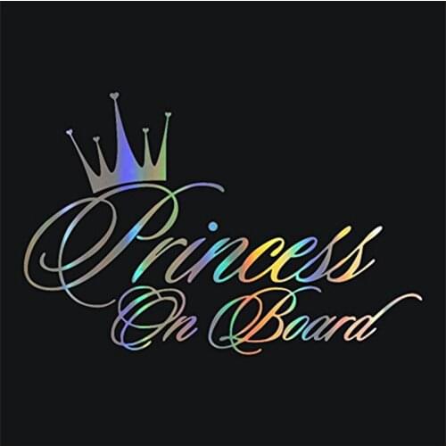 Car Sticker 3D 16.5*10.9CM Princess Baby On Board Funny Car Decal Reflective Laser Vinyl Car Sticker Car Styling Black Silver