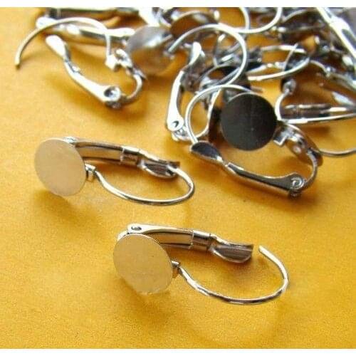 Free shipping!!! DIY jewelry-French earring base silver color 8mm pad earring findings EFH0007