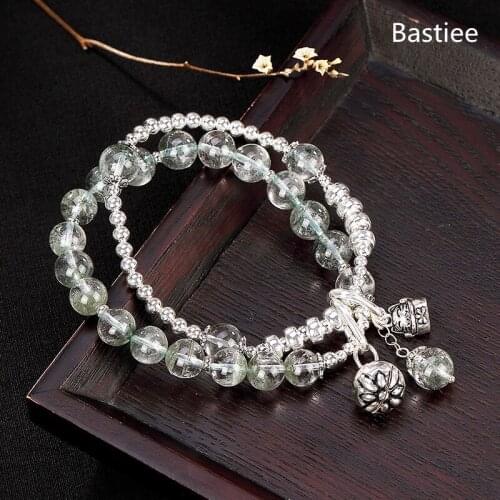 Bastiee Natural Stone Green Crystal Bracelet For Women Cat Silver 925 Jewelry Bracelets Hmong Jewelry Luxury Beads Gift Girl