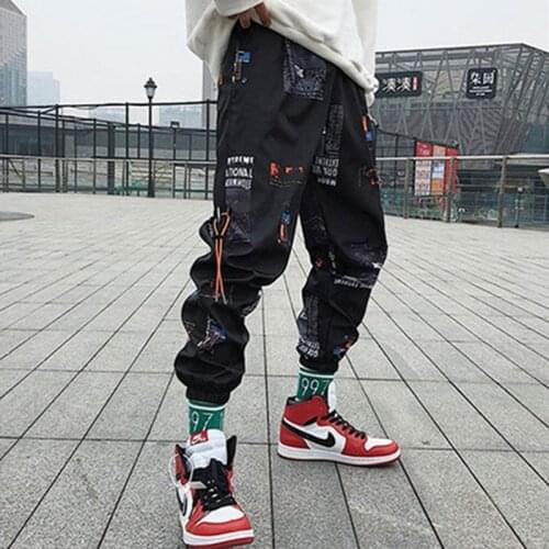 New Harajuku Hip hop Pants Men Loose Joggers Pants with Print Streetwear Sports Harem Pants Clothes Ankle length Casual Trousers