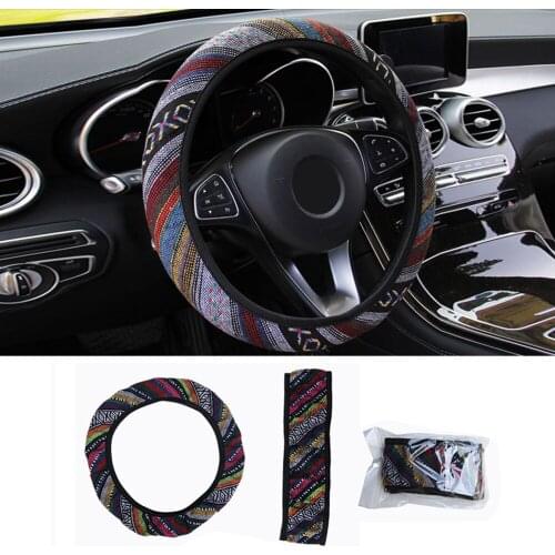 Parts Steering Wheel Cover Wearproof 15\'\' 37-38CM Cover Grip DIY Elastic