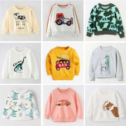 Kids Hoodies Bebe Boys Tops Fleeces Sweatshirts 2021 Terry Cotton Sweater Cartoon tshirt Tees Blouses Baby Boy Clothes Outerwear