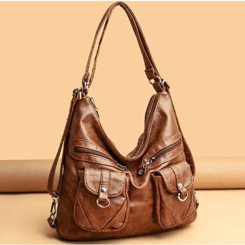 Designer Female Backpack 3 In 1 Vintage Leather Backpack for Women 2021 School Bag Travel Bagpack Ladies Sac A Dos Back Pack