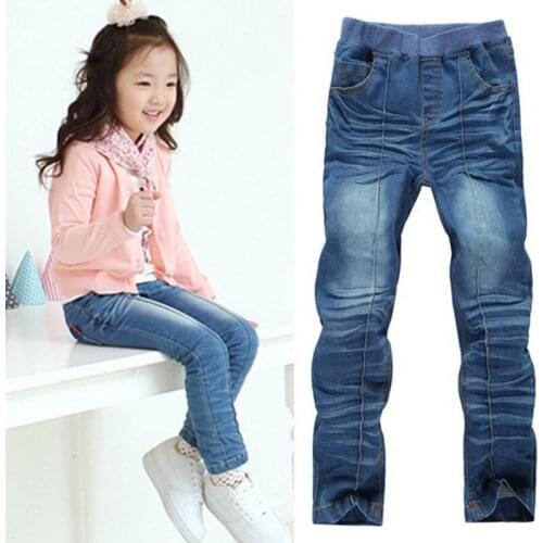 New arrival girls spring fashion jeans 2019 children spring good casual pleated pencil jeans pants for girls 3-8 years