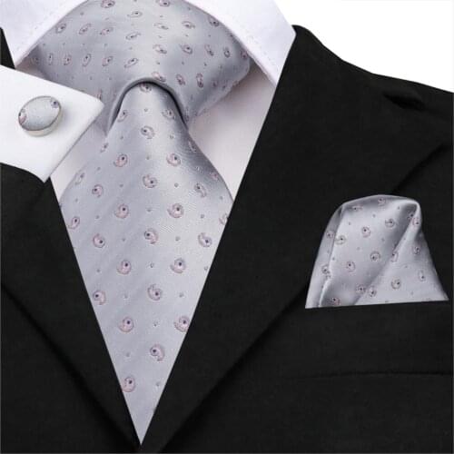 Hi-Tie New Arrival Tie For Men With Hanky Cufflinks 100% Silk Mens Wedding Tie Square Set For Wedding Party Business SN-3240