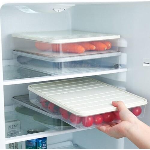 Freezer Dumpling Box Food Storage Container Stackable Food Saver Box with Lid Square Plastic Single-layer Sealed Transparent Box