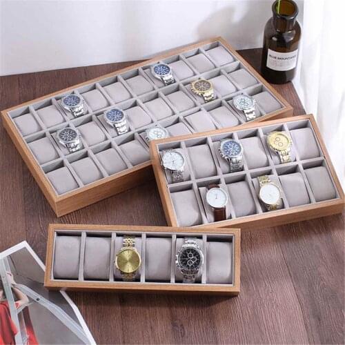 6/12/24/30 Grids Watch Box Pillow Style Wood Watch Display Tray Storage Holder Organizer Open Jewelry Display Multifunctio Box