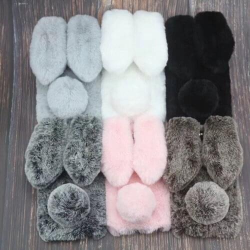 Rabbit Fur Case for Samsung Galaxy A30S A50S A10 A20 A30 A50 A70 A40 Glitter Case Cover Samsung A7 2018 A5 2017 A6 Plus 2018 A8