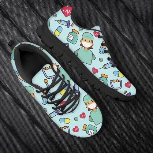KUILIU Customized Nurse Shoes Women Cartoon Nurses Cute Printed Flats Kid Shoes 2021 Casual Childrens Sneakers Breathable Mesh