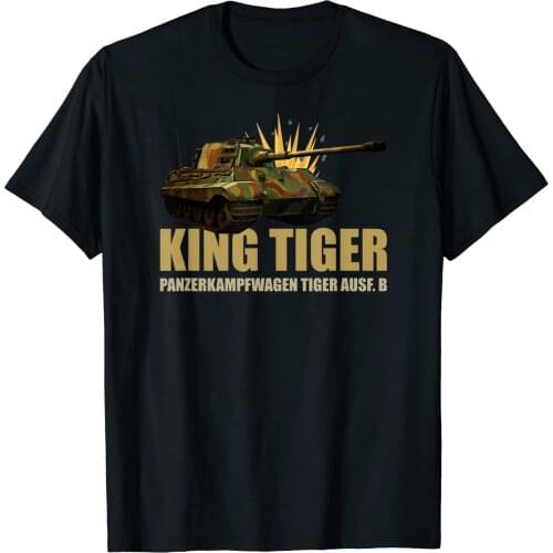 King Tiger II Panzer Tank WW2 German Army Tanks Men T-Shirt Short Casual 100% COTTON O-Neck Shirts