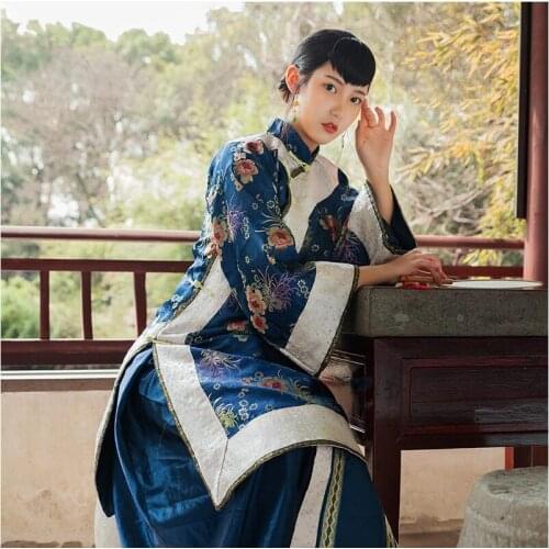 Miss Lady Performing Dresses High End Hanfu Apparel China Qing Dynasty Womens Clothes Traditional Chinese Old-fashioned Dress
