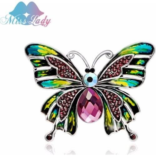 Miss Lady Vintage Jewelry Large Enamel Esmaltes Butterfly Brooches Corsage Brooch Wedding Broach Violetta Insect Hijab Pin Up