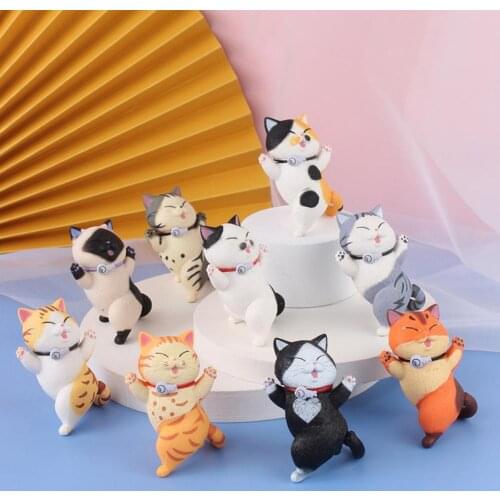 9Pcs Model Toy Cartoon Cats Figurines Mini Ornament Simulation Animal Display Mold Christmas Gifts Cute Doll Toys Desktop Decor