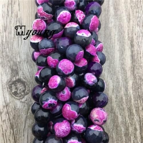 Fashion Faceted Purple And Pink Fire Agates Beads, Round Agates Loose Beads, Wholesale Bracelet Making Accessories, MY1631