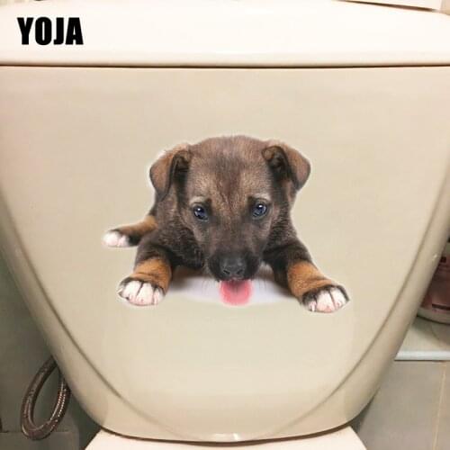 YOJA 21.1*15.2CM A tongue-Spitting Dog Animal Wall Decals Kids Rooms Toilet Sticker T1-0259