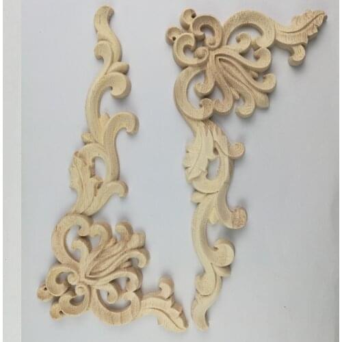 Unpainted Wood Carving Stamp Applique Crafts Furniture Closet Door Frame Home Decoration Accessories Miniature Figurine