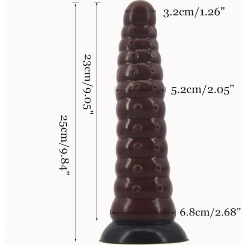 Huge Dildo Silicone Butt Plug Stitching Color Black Brown Big Penis Suction Sex Toys Spiral 9.84" Long Dildo Sex Shop