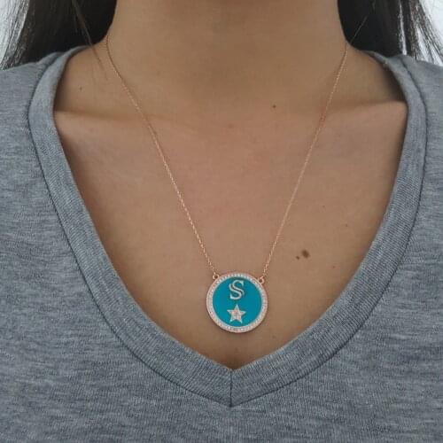 S Initial Letter Necklace Id Necklace Custom Necklace Personalised Necklace Hollywood Star Necklace