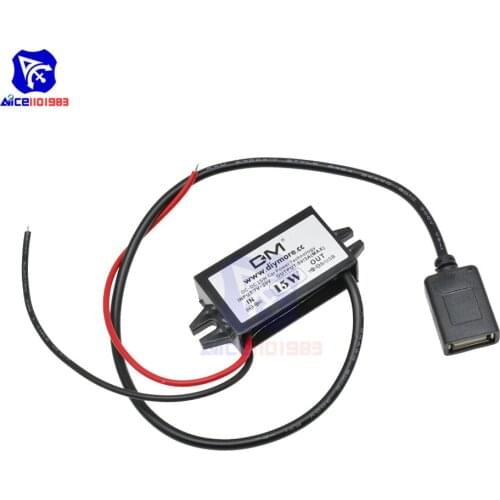 Diymore DC-DC DC 12V to 5V 3A 15W Step-Down Buck Converter Module Female USB Type-A Female Converter for Car