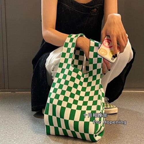 Casual lattice woven women shoulder bags designer knitting handbags large capacity tote summer beach bag big purses shopper sac